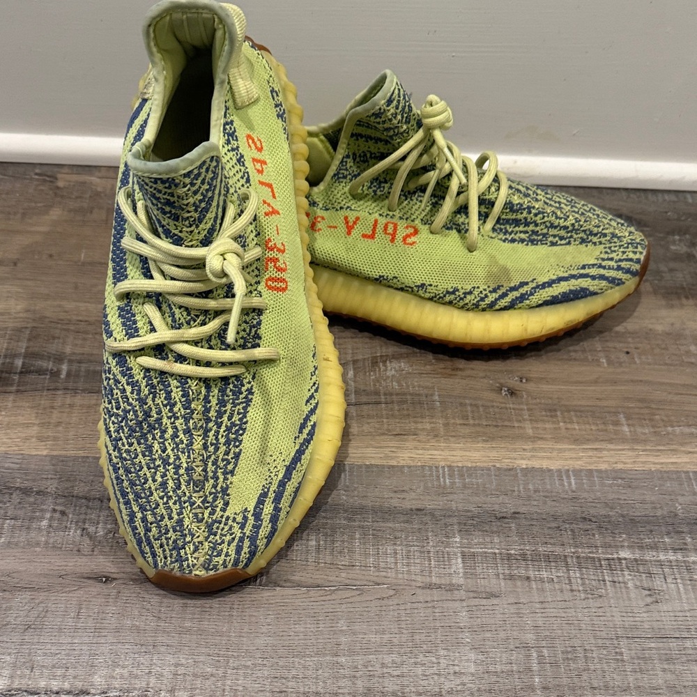 Yeezy Lime and Blue Sneakers